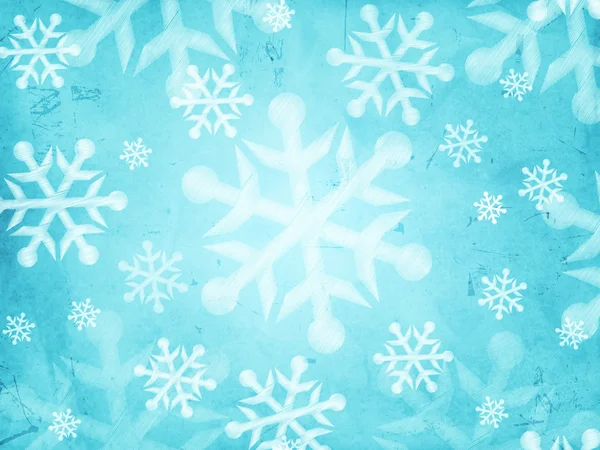 Astratto sfondo azzurro con fiocchi di neve — Foto Stock