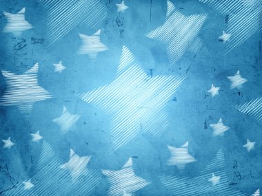 Abstract blue background with striped stars clipart