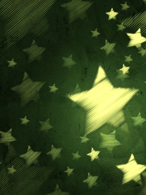 Abstract green background with striped stars, vertical clipart