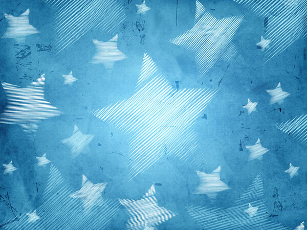 Abstract blue background with striped stars