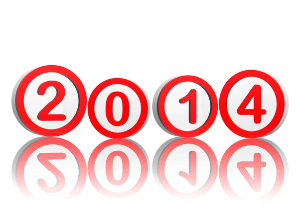 New year 2014 in red circles — Stock Photo, Image