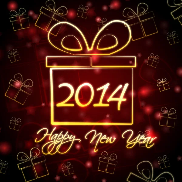 Happy New Year 2014 in present box — Stock Photo, Image