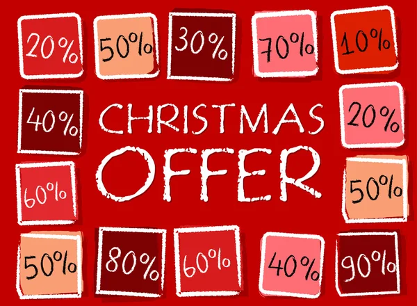 Christmas offer and percentages in squares - retro red label — Stock Photo, Image