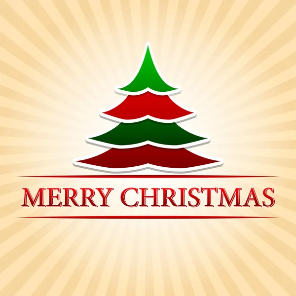 Feliz Navidad con árbol de Navidad sobre rayos beige —  Fotos de Stock