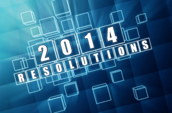 Ano Novo 2014 resoluções em blocos de vidro azul — Fotografia de Stock