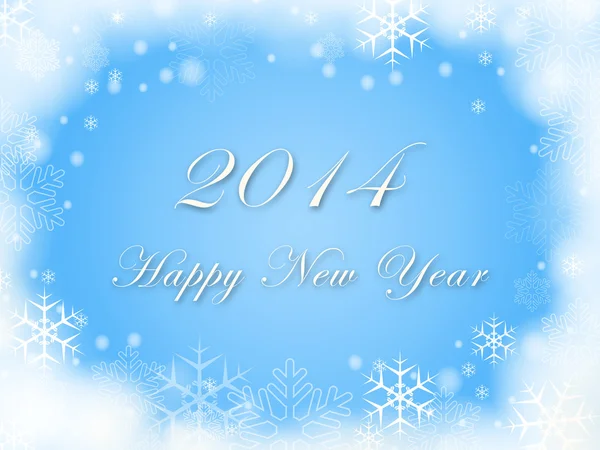 Feliz Ano Novo 2014 e flocos de neve em azul — Fotografia de Stock