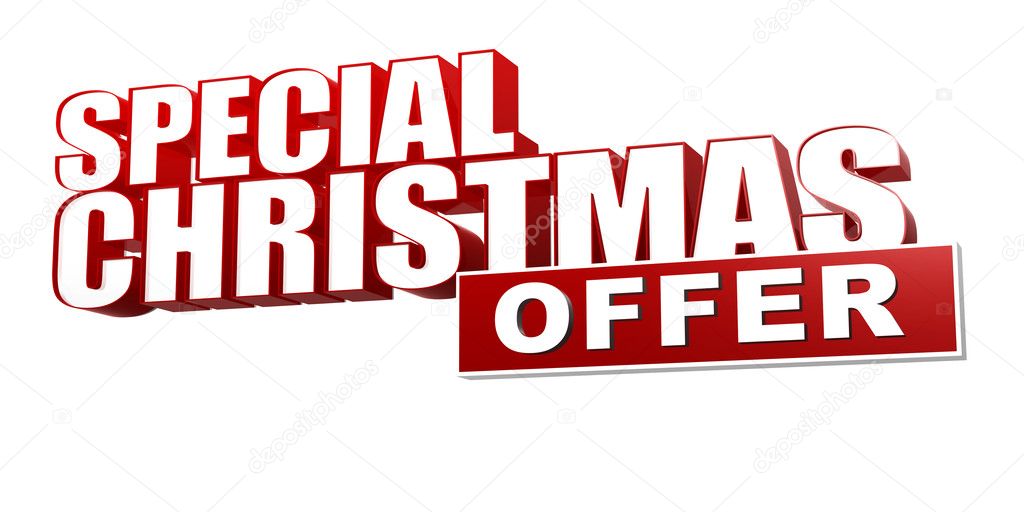 Special christmas offer in 3d red letters and block