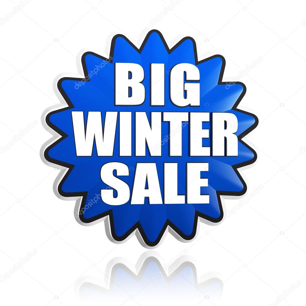 Big winter sale in 3d blue star banner