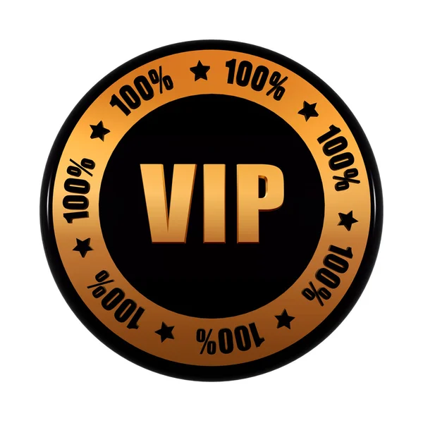 VIP 100 เปอร์เซ็นต์ในเครื่องหมายวงกลมสีดําทอง — ภาพถ่ายสต็อก