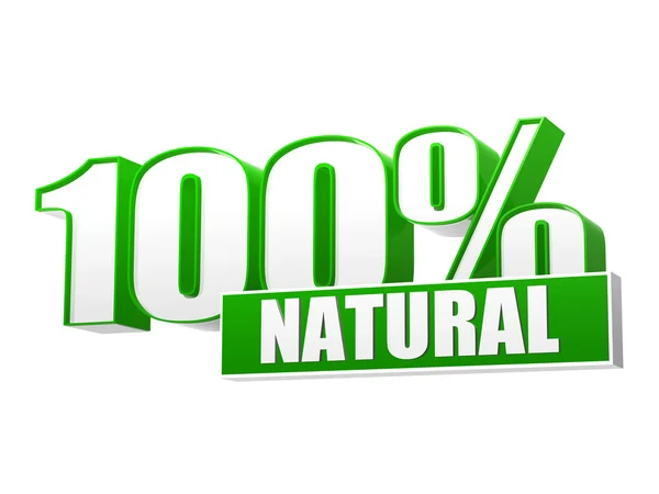 100 porcentagens naturais em letras 3d e bloco — Fotografia de Stock