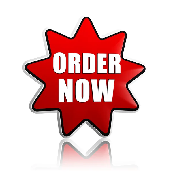 Order now on red star banner — Stock Photo, Image