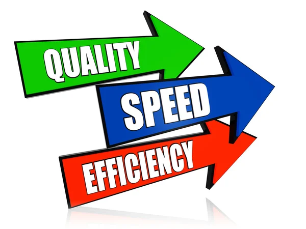 Quality, speed, efficiency in arrows — Stock Photo, Image