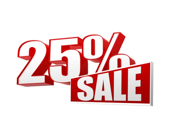 25 percentuali di vendita in lettere 3d e blocco — Foto Stock