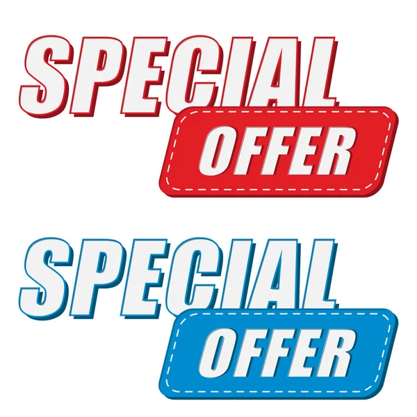 Special offer in two colors labels, flat design — Stock Photo, Image