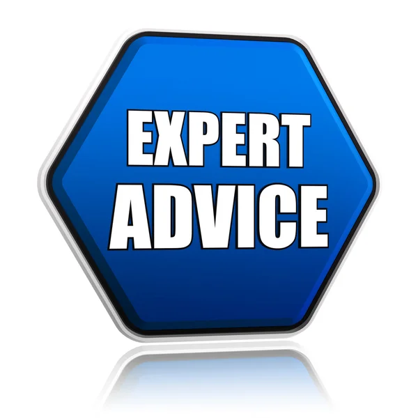 Expert advice in blue hexagon — Stock Photo, Image