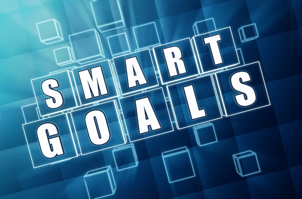 Smart Goals in blauen Glaswürfeln — Stockfoto