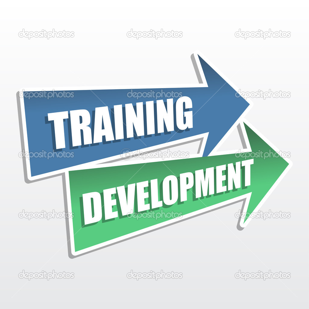 Training development in arrows, flat design