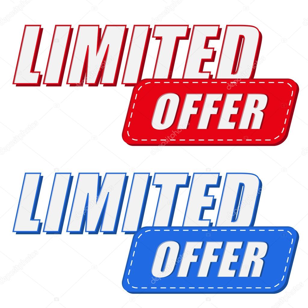 limited offer in two colors labels, flat design