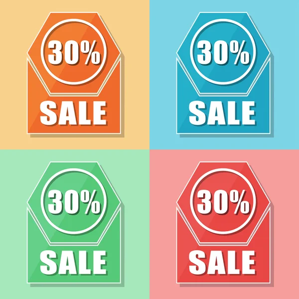 30 porcentagens de venda, quatro cores web ícones — Fotografia de Stock