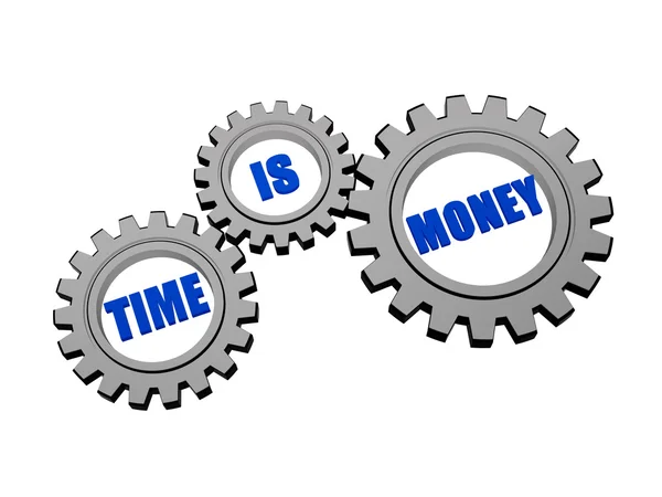 Time is money in silver grey gears — Stock Photo, Image