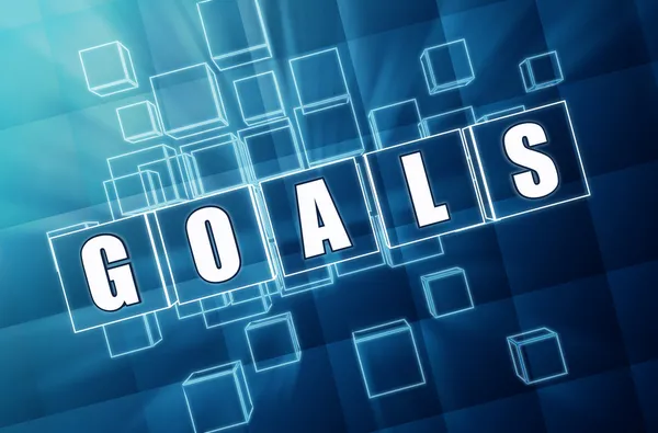 Goals in blue glass cubes — Stock Photo, Image