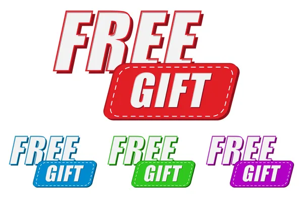 Ücretsiz hediye, dört renk etiketleri — Stok fotoğraf