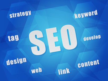 SEO ve iş kavramı kelime altıgenler