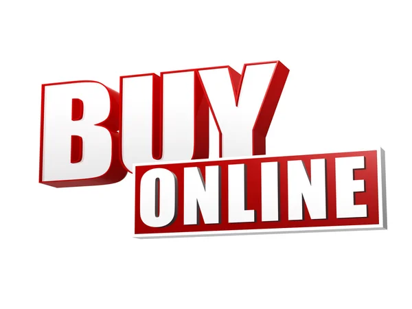 Kupić online w 3d litery i bloku — Zdjęcie stockowe
