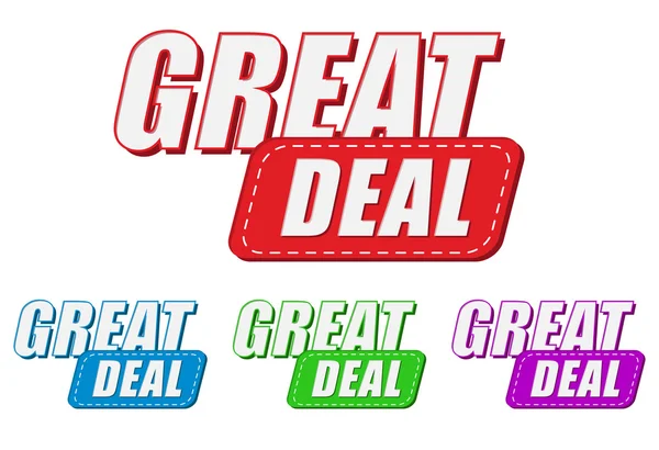 Great deal, four colors labels — Stock Photo, Image