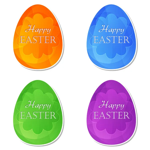 Happy Easter in four colors easter eggs with flowers — Stock Photo, Image