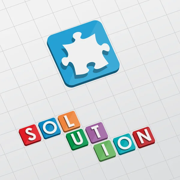 Solution and puzzle piece, flat design — Stock Photo, Image