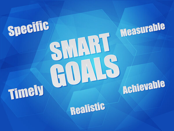 smart goals and business concept words in hexagons