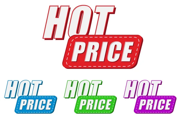 Hot price, four colors labels — Stock Photo, Image