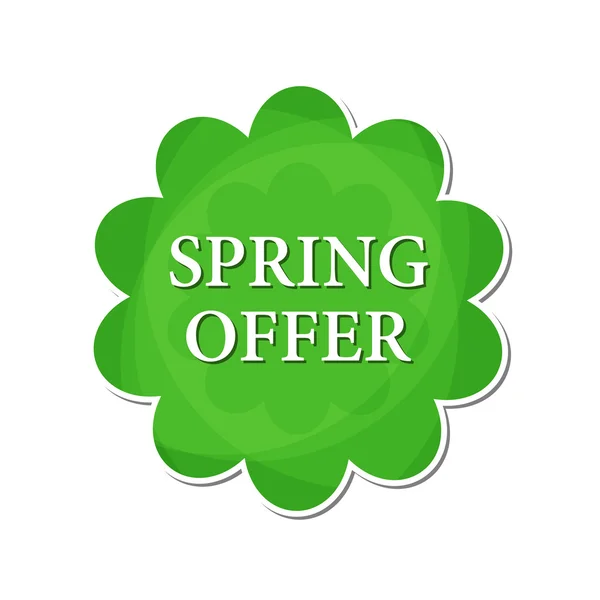 Spring offer in green flower label — Stock Photo, Image