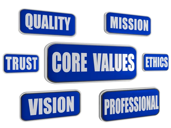 Основные ценности - синие баннеры бизнес-концепции — стоковое фото