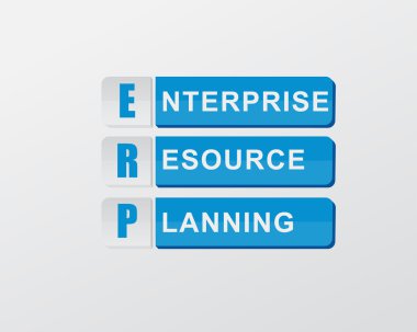 ERP in blue blocks, flat design clipart