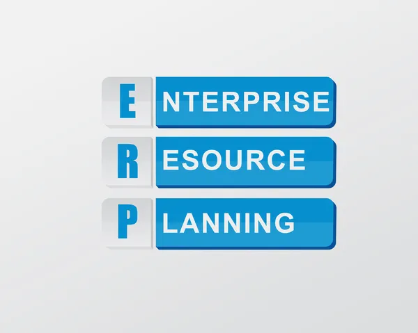 ERP en bloques azules, diseño plano — Foto de Stock