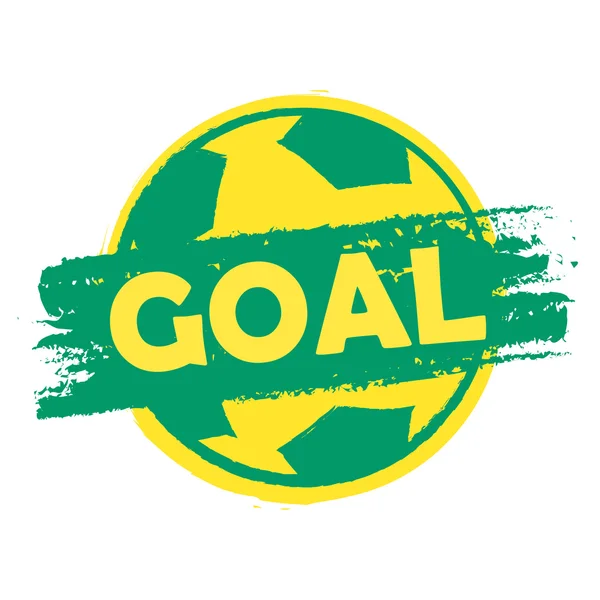 Goal over soccer ball in Brazilian colors, drawn banner — Stock Photo, Image