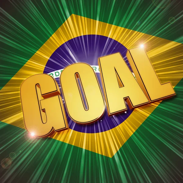 Золотий гол над бразильським прапором — стокове фото