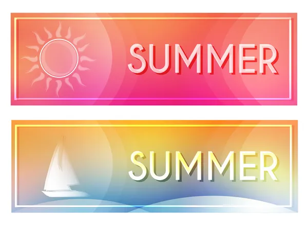 Summer with sun and boat banners — Stock Photo, Image