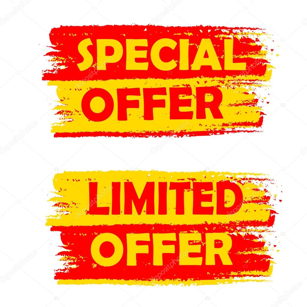 Special and limited offer, yellow and red drawn labels