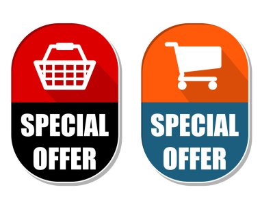 alışveriş sepeti ve sepet işaretleri, iki elliptica özel indirim