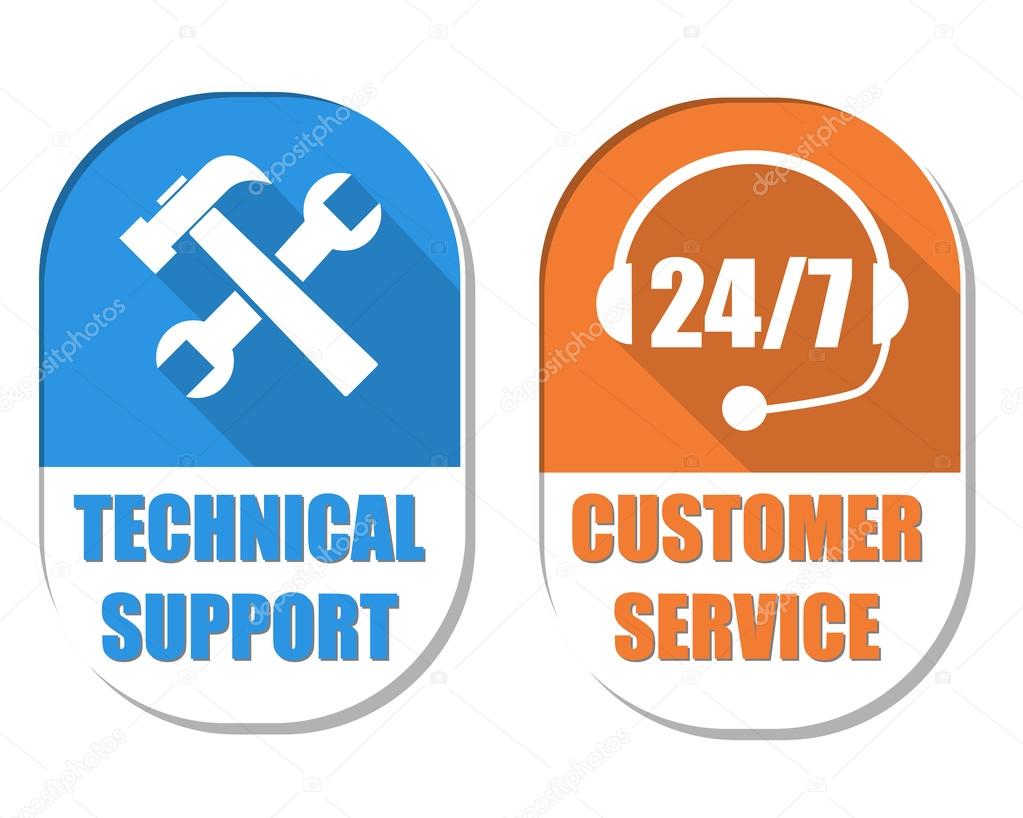 technical support with tools sign and 24 7 customer service, two stock photo by ©marinini 48887327