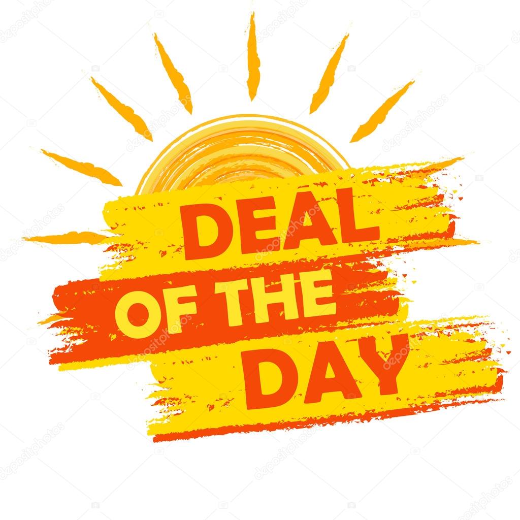 Summer deal of the day, yellow and orange drawn label