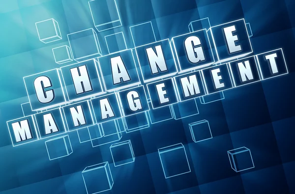 Change management in blue glass blocks — Stock Photo, Image