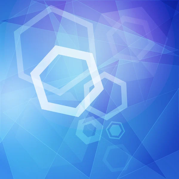 Abstract blue background with white hexagons and lines — Stock Photo, Image