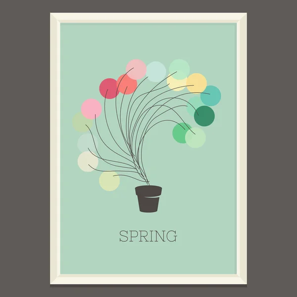 Buntes Frühlingsposter mit magischer Pflanze. Vektorillustration. — Stockvektor