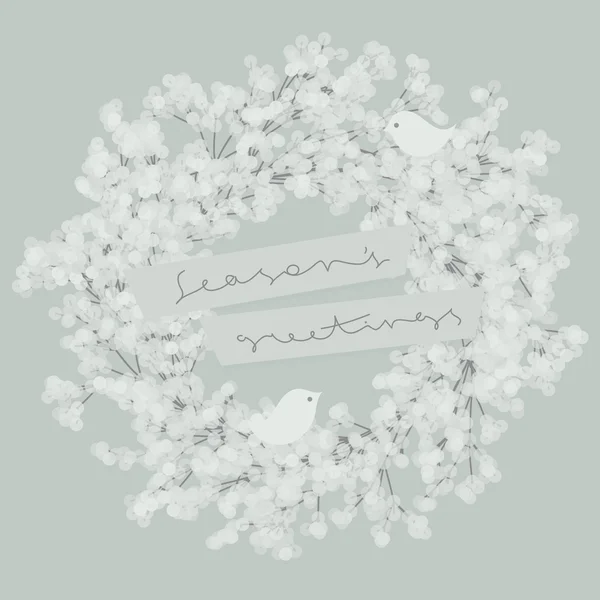 iki güzel kuş ile beyaz çelenk. dilekler kartı