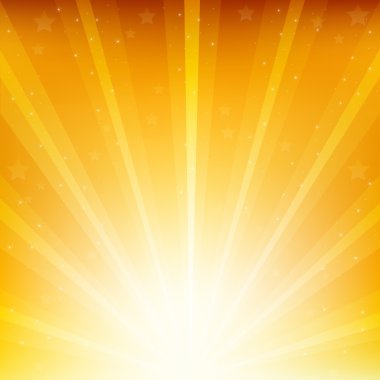 Colden sunburst ve yıldızlar arka plan
