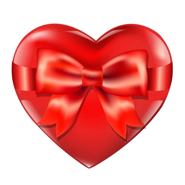 Heart With Red Bow — Stock Vector
